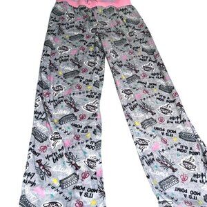 Friends TV Series Womens Pajama Pants Size S Gray With Pink Waistband